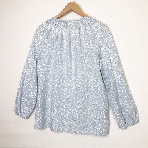 Joie powder, blue embroidered peasant, tunic blouse - Picture 9 of 11